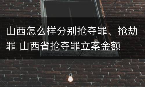 山西怎么样分别抢夺罪、抢劫罪 山西省抢夺罪立案金额