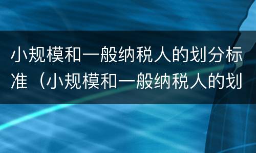小规模和一般纳税人的划分标准（小规模和一般纳税人的划分标准是什么）