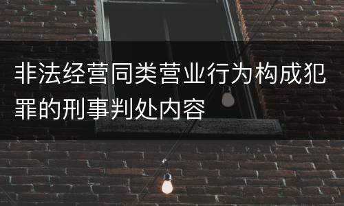 非法经营同类营业行为构成犯罪的刑事判处内容