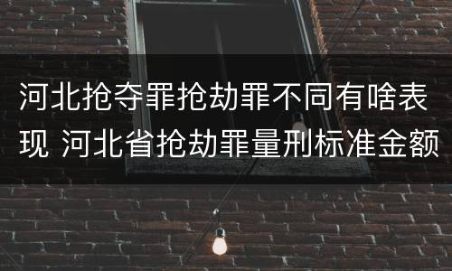 河北抢夺罪抢劫罪不同有啥表现 河北省抢劫罪量刑标准金额