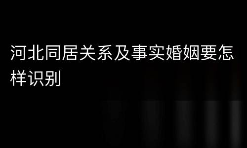 河北同居关系及事实婚姻要怎样识别