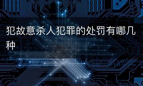 犯故意杀人犯罪的处罚有哪几种