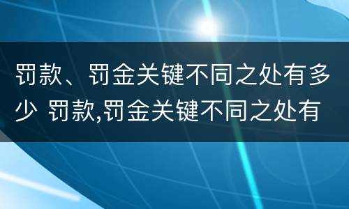 罚款、罚金关键不同之处有多少 罚款,罚金关键不同之处有多少钱