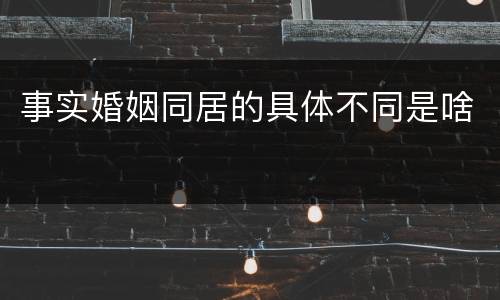 事实婚姻同居的具体不同是啥