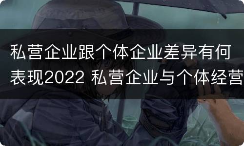 私营企业跟个体企业差异有何表现2022 私营企业与个体经营企业的区别