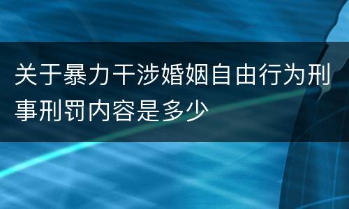 关于暴力干涉婚姻自由行为刑事刑罚内容是多少