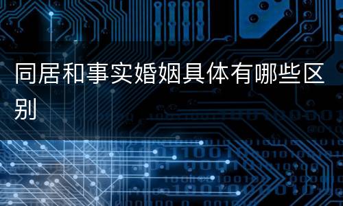 同居和事实婚姻具体有哪些区别