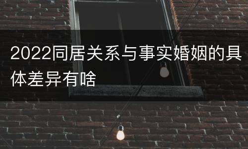2022同居关系与事实婚姻的具体差异有啥
