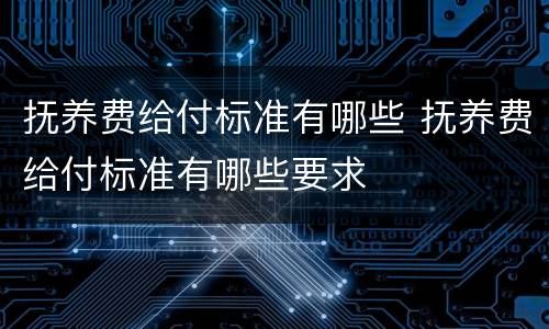 抚养费给付标准有哪些 抚养费给付标准有哪些要求