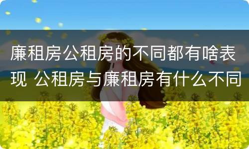 廉租房公租房的不同都有啥表现 公租房与廉租房有什么不同