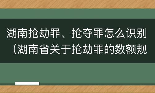 湖南抢劫罪、抢夺罪怎么识别（湖南省关于抢劫罪的数额规定）