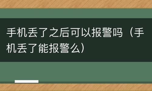 手机丢了之后可以报警吗（手机丢了能报警么）