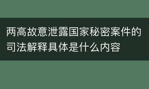 两高故意泄露国家秘密案件的司法解释具体是什么内容