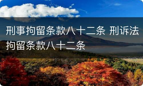 刑事拘留条款八十二条 刑诉法拘留条款八十二条