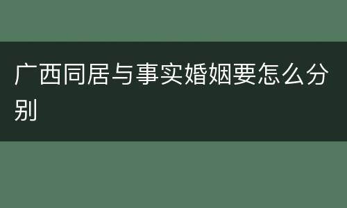 广西同居与事实婚姻要怎么分别