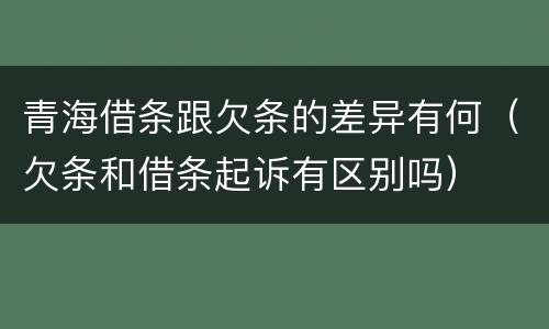 青海借条跟欠条的差异有何（欠条和借条起诉有区别吗）