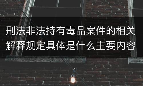 刑法非法持有毒品案件的相关解释规定具体是什么主要内容
