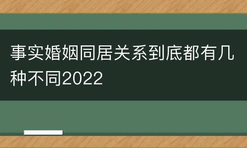 事实婚姻同居关系到底都有几种不同2022