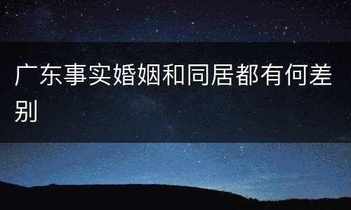 广东事实婚姻和同居都有何差别