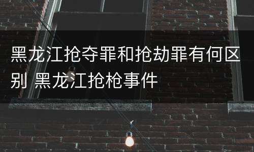 黑龙江抢夺罪和抢劫罪有何区别 黑龙江抢枪事件
