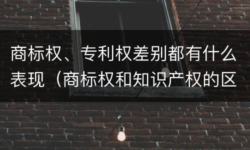 商标权、专利权差别都有什么表现（商标权和知识产权的区别）