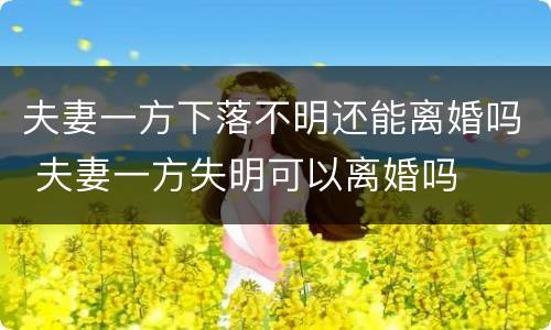 夫妻一方下落不明还能离婚吗 夫妻一方失明可以离婚吗