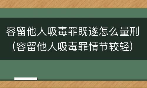 容留他人吸毒罪既遂怎么量刑（容留他人吸毒罪情节较轻）