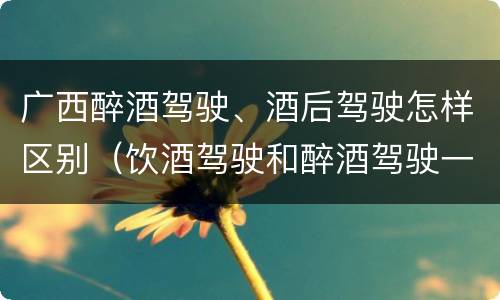 广西醉酒驾驶、酒后驾驶怎样区别（饮酒驾驶和醉酒驾驶一样吗）