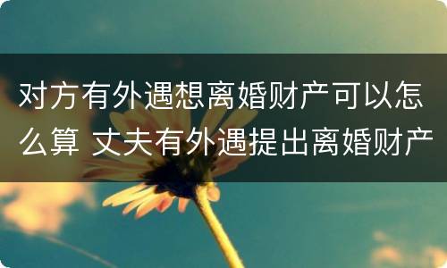 对方有外遇想离婚财产可以怎么算 丈夫有外遇提出离婚财产怎么分