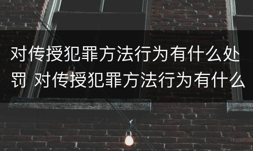 对传授犯罪方法行为有什么处罚 对传授犯罪方法行为有什么处罚规定