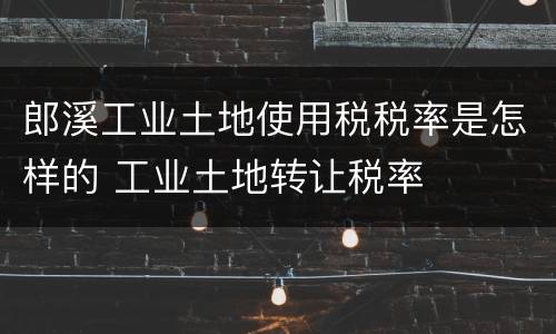 郎溪工业土地使用税税率是怎样的 工业土地转让税率