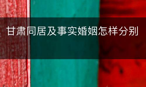 甘肃同居及事实婚姻怎样分别