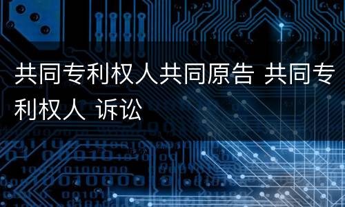 共同专利权人共同原告 共同专利权人 诉讼