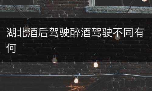 湖北酒后驾驶醉酒驾驶不同有何