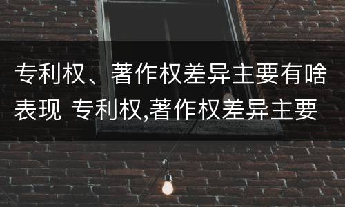 专利权、著作权差异主要有啥表现 专利权,著作权差异主要有啥表现呢