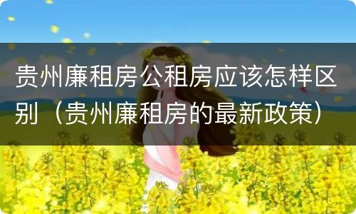 贵州廉租房公租房应该怎样区别（贵州廉租房的最新政策）