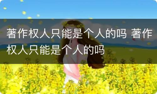 著作权人只能是个人的吗 著作权人只能是个人的吗