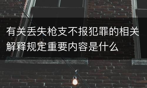 有关丢失枪支不报犯罪的相关解释规定重要内容是什么