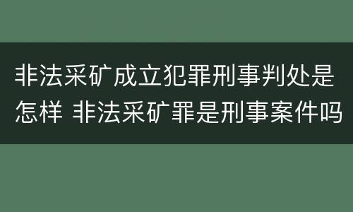 非法采矿成立犯罪刑事判处是怎样 非法采矿罪是刑事案件吗