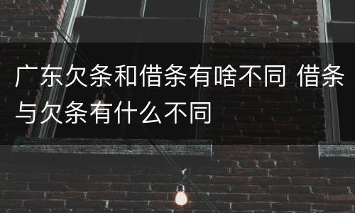 广东欠条和借条有啥不同 借条与欠条有什么不同