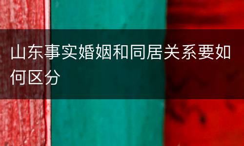 山东事实婚姻和同居关系要如何区分