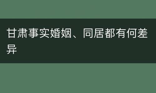 甘肃事实婚姻、同居都有何差异
