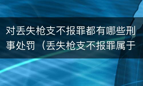 对丢失枪支不报罪都有哪些刑事处罚（丢失枪支不报罪属于）