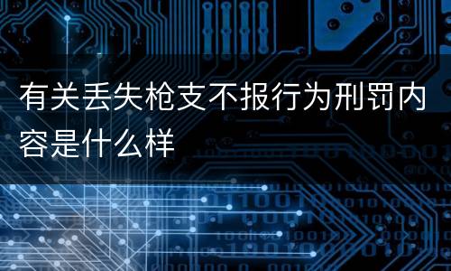 有关丢失枪支不报行为刑罚内容是什么样