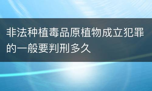 非法种植毒品原植物成立犯罪的一般要判刑多久