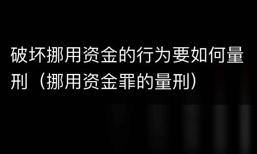 破坏挪用资金的行为要如何量刑（挪用资金罪的量刑）