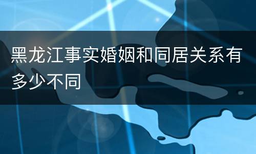 黑龙江事实婚姻和同居关系有多少不同