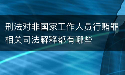 刑法对非国家工作人员行贿罪相关司法解释都有哪些