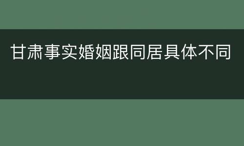 甘肃事实婚姻跟同居具体不同