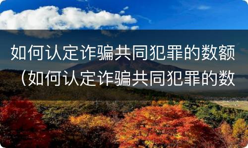 如何认定诈骗共同犯罪的数额（如何认定诈骗共同犯罪的数额标准）